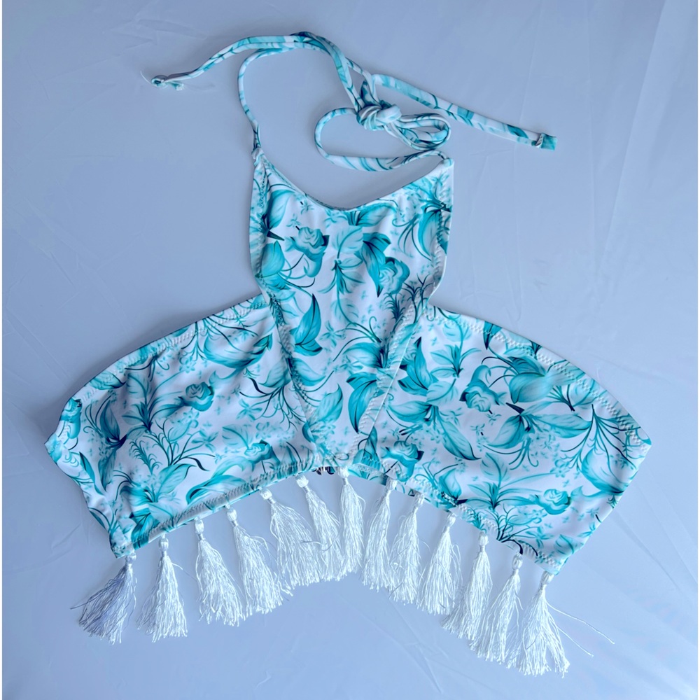 Cupshe Size Large High Neck Bandeau Tassled Top Bikini Set New with tag
